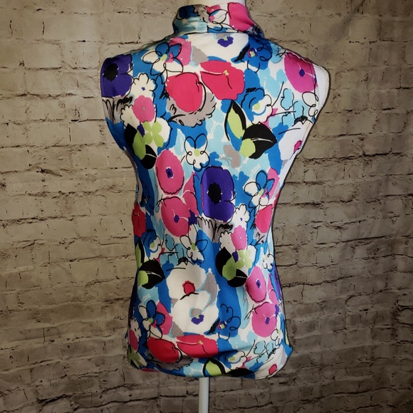Retro style Colorful Spring sleeveless Floral top - Picture 3 of 5